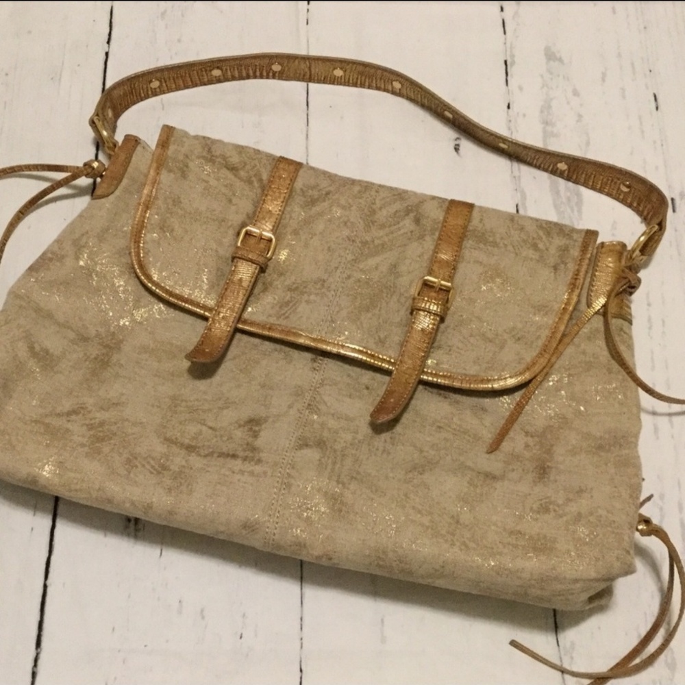 Super Cute Metallic Gold & Tan Handbag